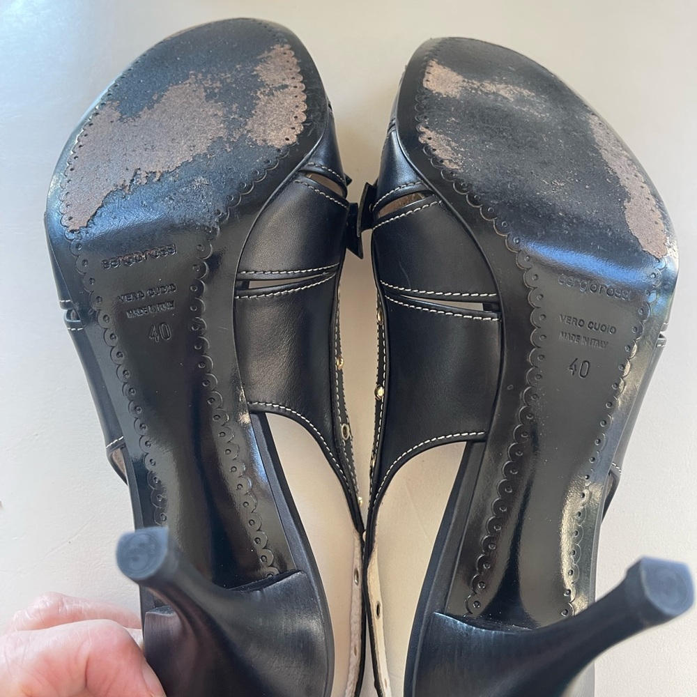 VINTAGE SERGIO ROSSI Black Slingback Heels - Picture 8 of 10